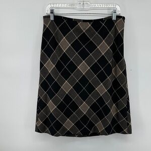 VTG 90s Y2K Grunge Academia Ann Taylor Black and Tan Checkered Pencil Skirt Sz10